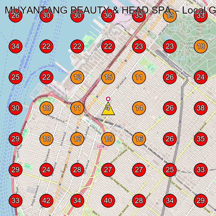 MUYANTANG BEAUTY & HEAD SPA GeoGrid visibility map for Massage Spa in Brooklyn